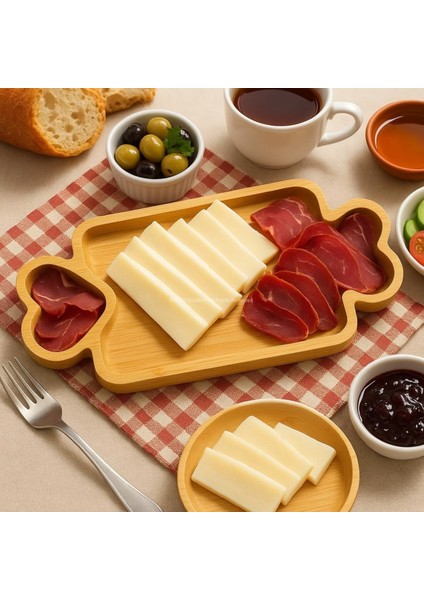 Bambu Kalpli Sunum Servis Tabağı 3 Bölmeli 25X14 fiyatları