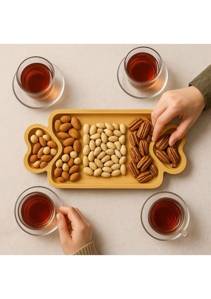 Bambu Kalpli Sunum Servis Tabağı 3 Bölmeli 25X14 indirimleri