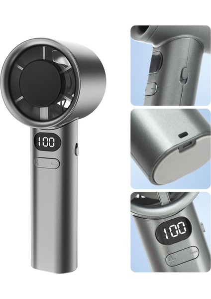 Şarj Edilebilir Mini El Fanı Dijital 120 Kademe Hassas Hız Ayarlanabilir Yüksek Kapasiteli 1500Mah Bataryalı indirimleri