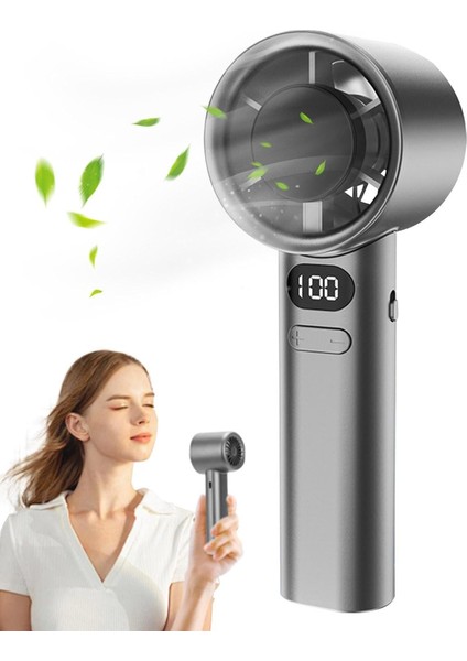 Şarj Edilebilir Mini El Fanı Dijital 120 Kademe Hassas Hız Ayarlanabilir Yüksek Kapasiteli 1500Mah Bataryalı