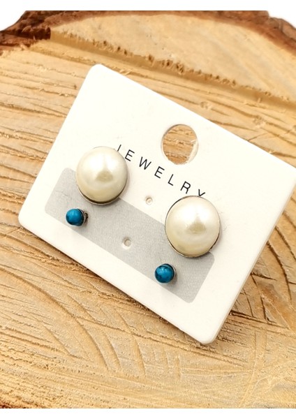 Renkli Kararmaz Mavi Figürlü Lüks Küpe