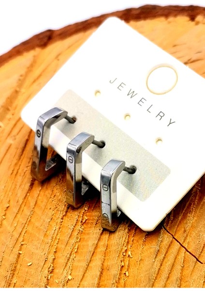 Zirkon Taşlı Lüks Çelik Küpe