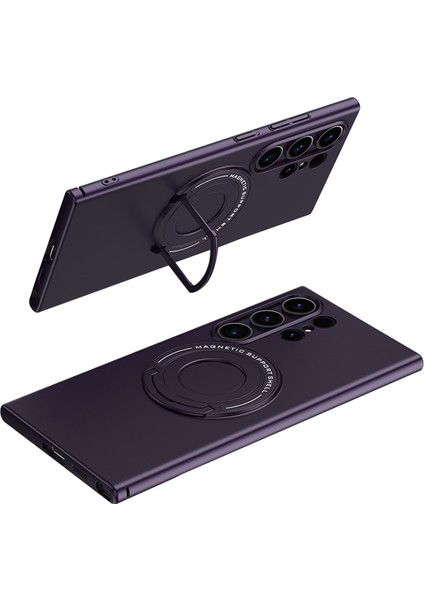 Samsung Galaxy S24 Ultra Kılıf Kickstand Telefon Kılıfı Magsafe-Koyu Mor ile Uyumlu (Yurt Dışından)