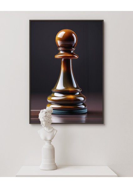 Metal Çerçeveli Gerçek Camlı Tablo - Dijital Baskı - Piyon