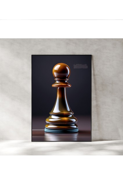 Metal Çerçeveli Gerçek Camlı Tablo - Dijital Baskı - Piyon modelleri