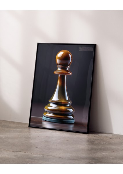 Metal Çerçeveli Gerçek Camlı Tablo - Dijital Baskı - Piyon