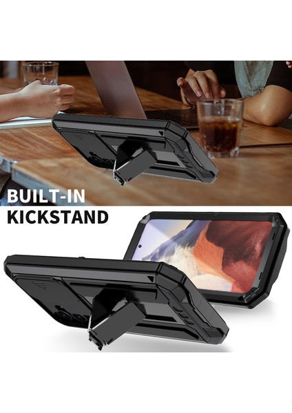 Samsung Galaxy S24 Kılıf Pc+Silikon+Slayt Kamera Kapaklı Metal Arka Kabuk-Siyah (Yurt Dışından) fiyatları