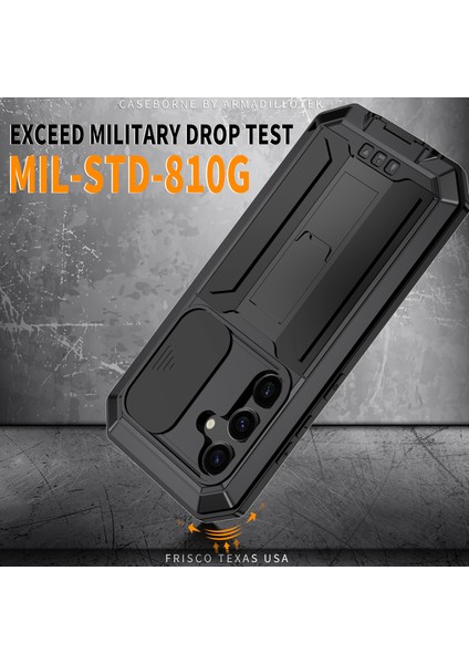 Samsung Galaxy S24 Kılıf Pc+Silikon+Slayt Kamera Kapaklı Metal Arka Kabuk-Siyah (Yurt Dışından) modelleri