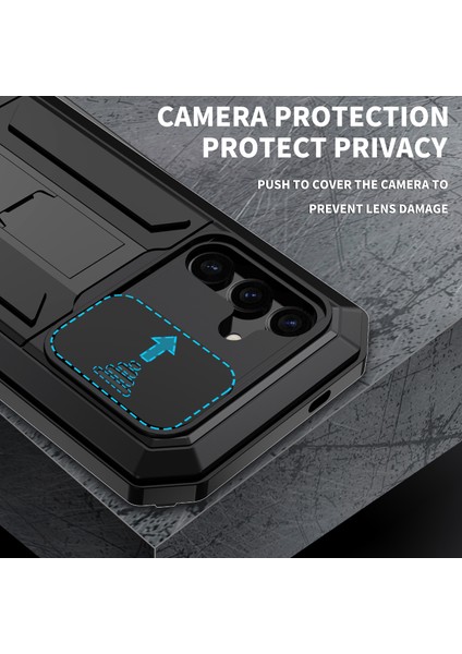 Samsung Galaxy S24 Kılıf Pc+Silikon+Slayt Kamera Kapaklı Metal Arka Kabuk-Siyah (Yurt Dışından) indirimleri