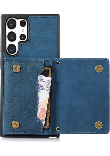 Samsung Galaxy S24 Ultra Kılıf Cüzdan Rfıd Engellemeli Taşlı Telefon Kılıfı-Mavi (Yurt Dışından) modelleri
