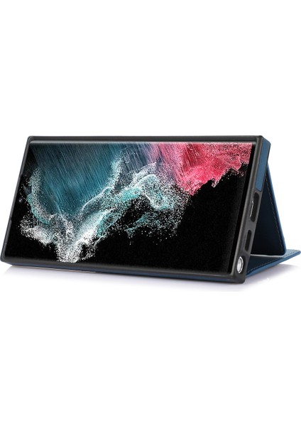 Samsung Galaxy S24 Ultra Kılıf Cüzdan Rfıd Engellemeli Taşlı Telefon Kılıfı-Mavi (Yurt Dışından) fırsatları