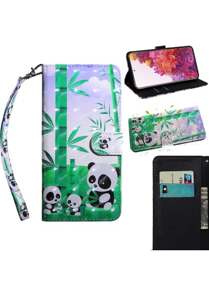 Hafif Spot Dekor Desen Baskı Stand Deri Kapak Kılıfı Samsung Galaxy S20 Fe 4g/fe 5G/S20 LITE/S20 Fe 2022-PANDA (Yurt Dışından)
