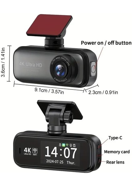 4K UHD Yüksek Kalite Araç Kamerası Çift Yönlü Dash Cam - Wifi Bağlantılı Android ve Ios Uyumlu Kamera modelleri