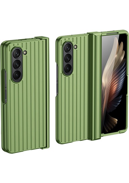 Samsung Galaxy Z Için 5g Telefon Kılıf Anti-Dalgalı Sert Pc Kılıfı Çizgili Tasarım Şok Geçirmez Telefon Kapak Nane Yeşil (Yurt Dışından)