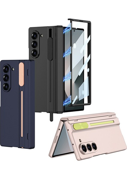 Samsung Galaxy Z Fold6 5g Kılıf Sürgülü Stylus Yuvası Manyetik Menteşe Sert Pc Telefon Kapak Ekran Filmi-Siyah (Yurt Dışından) fiyatları
