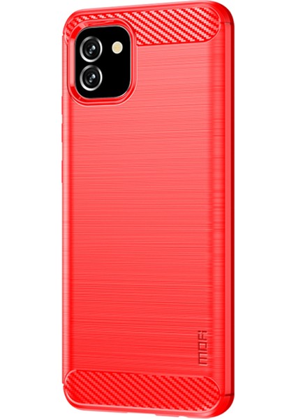 Samsung Galaxy A03 Için (164.2 x 75.9 x 9.1mm) Karbon Fiber Doku, Düşüş Önleyici Şok Geçirmez Fırçalanmış Tpu Telefon Kasa Kırmızısı (Yurt Dışından) fiyatları