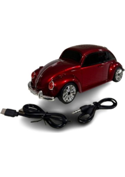Kırmızı Retro Araba Tasarımlı Bluetooth Hoparlör, Tf, Usb, Fm Desteği