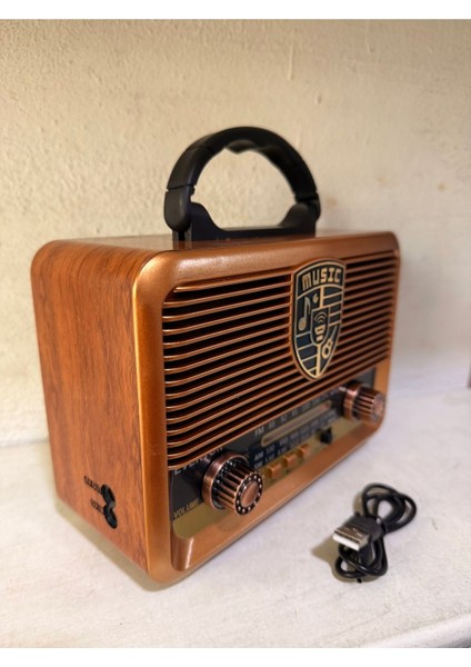 Güneş Enerjili Nostaljik Fm, Aux, USB Müzik Çalar Kahverengi fiyatları