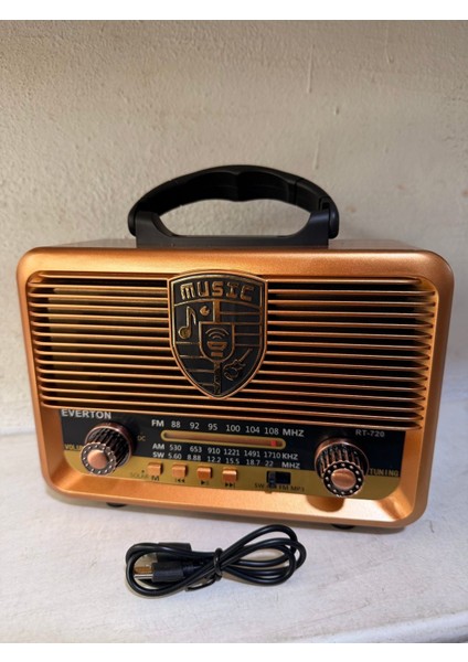 Güneş Enerjili Nostaljik Fm, Aux, USB Müzik Çalar Kahverengi fırsatları