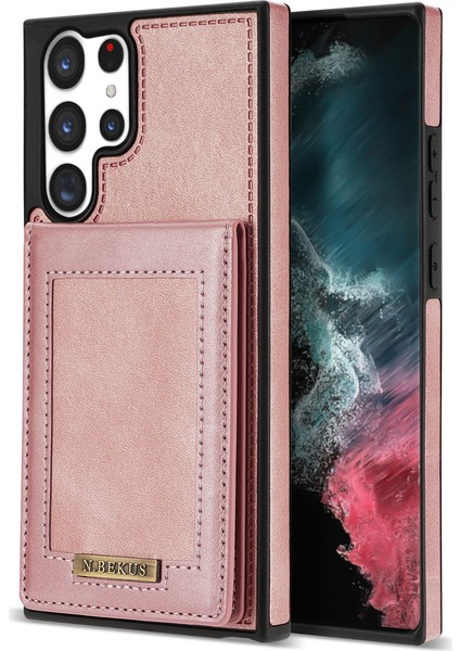 Samsung Galaxy S24 Ultra Kickstand Kapak Rfıd Engelleme Telefon Kılıfı-Gül Altın Için (Yurt Dışından)