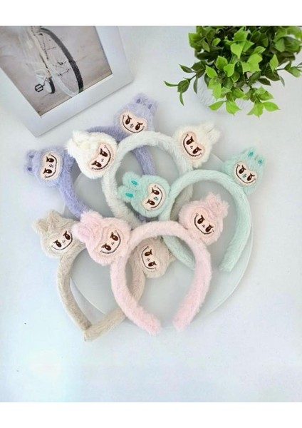 Kız Çocuk Labubu Bebek Figürlü Yumuşak Peluş Dokulu Karışık Renk Taç