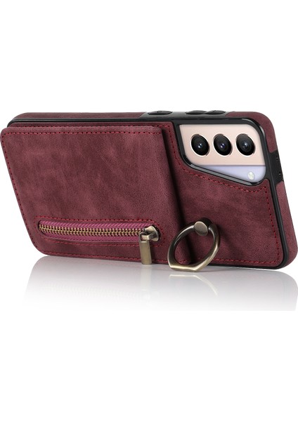 Samsung Galaxy S21+ 5g Kılıf Için Rfıd Engelleme Pu+ Kart Yuvalı Tpu Telefon Kapağı-Şarap Kırmızısı (Yurt Dışından) fiyatları