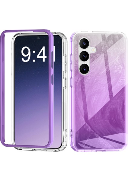 Samsung Galaxy S24+CEP Telefonu Kılıfı Pc+Tpu Darbeye Dayanıklı Degrade Tüy Kapak-Mor (Yurt Dışından)