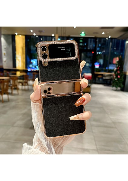 Samsung Galaxy Z Flip3 5g/z Flip4 5g Kılıf Menteşe Koruma Telefon Kapağı Taklidi Dekor-Siyah (Yurt Dışından)