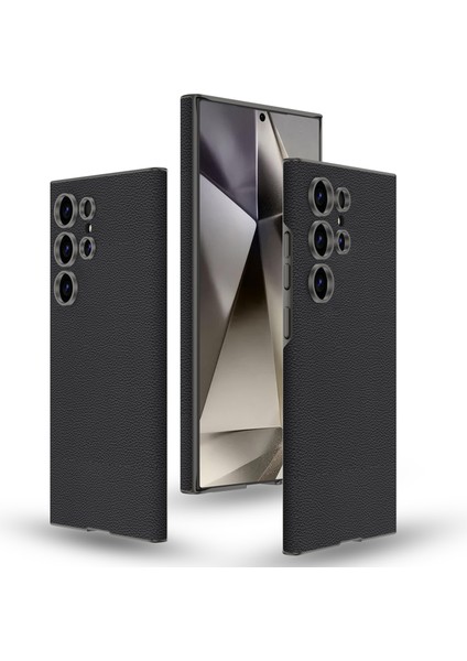 Samsung Galaxy S24 Ultra Pc+Pu Kılıf Skin-Touch Ince Telefon Kılıfı-Titanyum Siyah (Yurt Dışından)