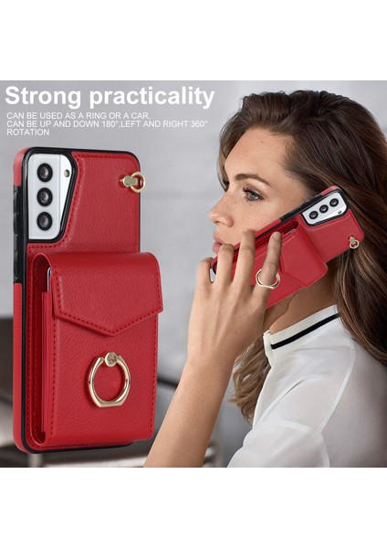 Samsung Galaxy S21+ 5g Pu+ Tpu Kapak Akordeon Kart Çantası Askılı Cep Telefonu Kılıfı-Kırmızı (Yurt Dışından) fırsatları