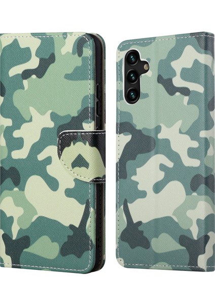 Desen Baskı Çapraz Doku Pu Deri Telefon Cüzdan Stand Samsung Galaxy A13 5G/A04S 4g (164.7 x 76.7 x 9.1 Mm) Için (Yurt Dışından)
