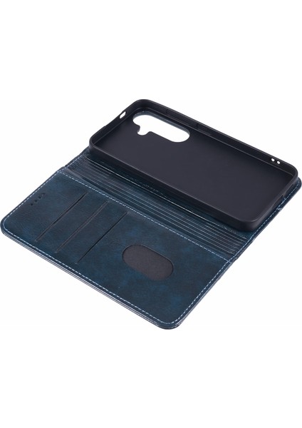 Samsung Galaxy S24+PU Deri Kılıf Anti-Drop Standlı Cüzdan Telefon Kılıfı-Mavi (Yurt Dışından) indirimleri