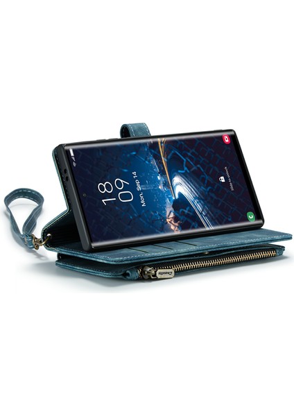 Samsung Galaxy S24 Ultra Kılıf 10 Kart Yuvaları Telefon Kapağı Fermuar Nakit Cep-Mavi (Yurt Dışından) fırsatları