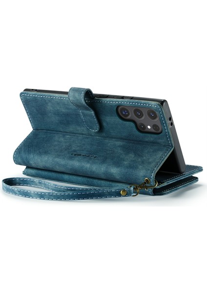 Samsung Galaxy S24 Ultra Kılıf 10 Kart Yuvaları Telefon Kapağı Fermuar Nakit Cep-Mavi (Yurt Dışından) indirimleri