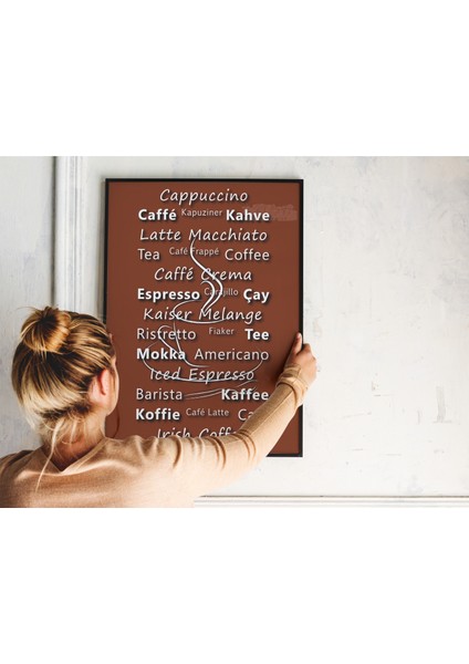 Kahve Isimleri, Kahve Köşesi - Çerçevesiz Poster Kahve - Dijital Baskı - Coffee Bar