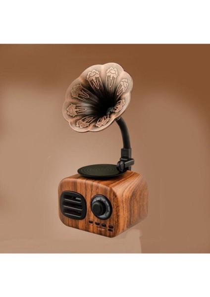 Kahverengi Taşınabilir Nostaljik Kablosuz Ses Gramafon Tasarımlı Bluetooth Hoparlör fiyatları