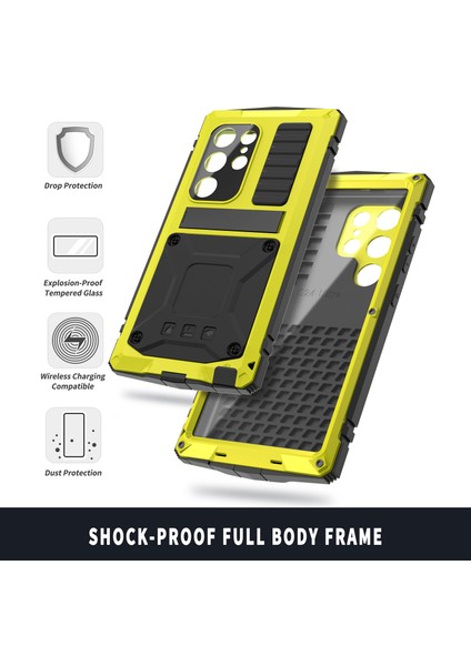 Samsung Galaxy S24 Ultra Telefon Kılıfı Kickstandlı Tam Koruma Kapağı-Sarı (Yurt Dışından) indirimleri
