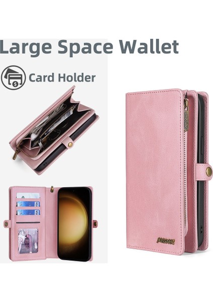 Samsung Galaxy S24 Ultra Kılıf Fermuarlı Cüzdan Çıkarılabilir Letaher Telefon Çantası-Pembe Altın (Yurt Dışından) fiyatları