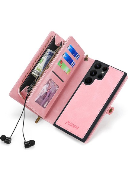 Samsung Galaxy S24 Ultra Kılıf Fermuarlı Cüzdan Çıkarılabilir Letaher Telefon Çantası-Pembe Altın (Yurt Dışından) modelleri