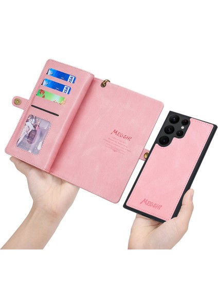 Samsung Galaxy S24 Ultra Kılıf Fermuarlı Cüzdan Çıkarılabilir Letaher Telefon Çantası-Pembe Altın (Yurt Dışından) fırsatları