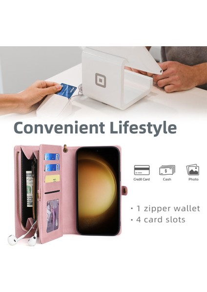 Samsung Galaxy S24 Ultra Kılıf Fermuarlı Cüzdan Çıkarılabilir Letaher Telefon Çantası-Pembe Altın (Yurt Dışından) indirimleri