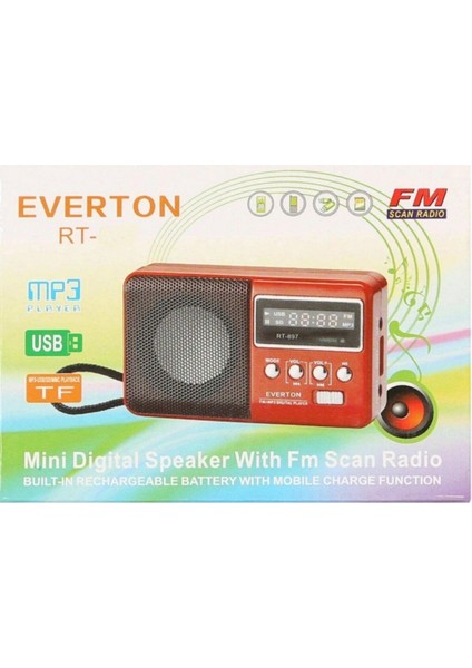 Gri Radyolu, USB ve Micro Kart Girişli Portatif El Radyosu