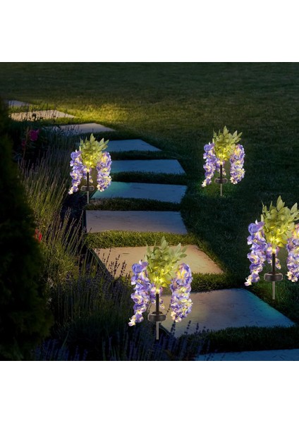 Mor Salkım LED Güneş Enerjili Bahçe Aydınlatma Lambası 🌸☀️