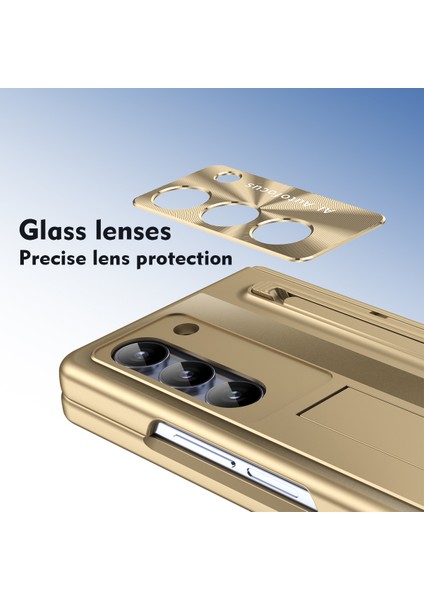 Samsung Galaxy Z Fold6 5g Kickstand Kılıf Menteşe Pc Telefon Kapağı Temperli Cam Filmi/stylus-Altın Için (Yurt Dışından) modelleri