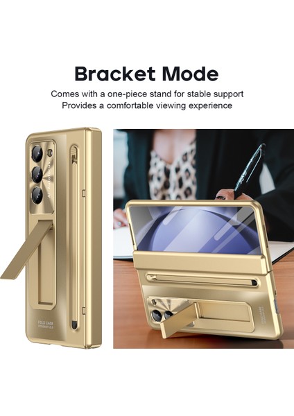 Samsung Galaxy Z Fold6 5g Kickstand Kılıf Menteşe Pc Telefon Kapağı Temperli Cam Filmi/stylus-Altın Için (Yurt Dışından) indirimleri