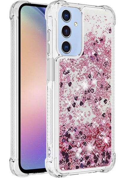 Samsung Galaxy A15 5g Case Sıvı Tpu Anti-Çizelge Telefon Geri Kabuk Rose Altın/kalpler (Yurt Dışından)