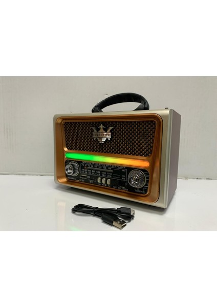 Kahverengi Taşınabilir Usb/bluetooth/fm Radyo, Işıklı Ekran, Pratik Kullanım