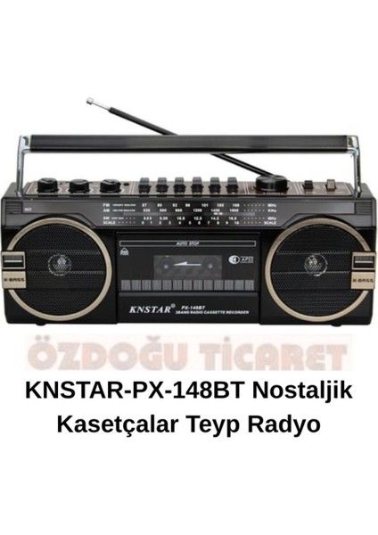 Kahverengi Nostaljik Teyp Kasetçalar KNSTAR-PX-148BT, Retro ve Şık Tasarım