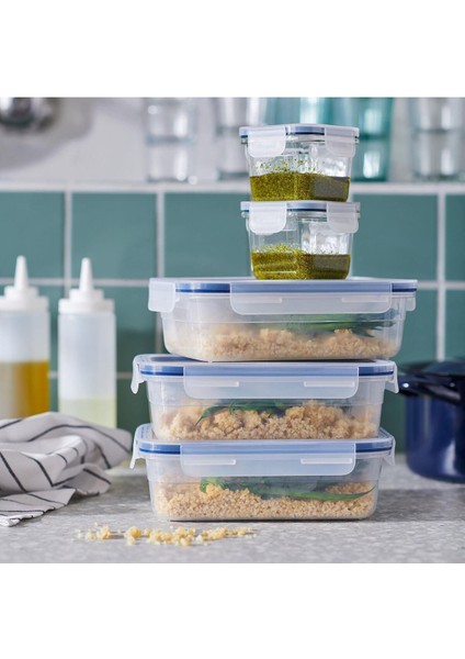 Turuncu Cam Saklama Kabı Seti, 3'lü, 180 Ml, Kare, Vakumlu, Mini Kaplar