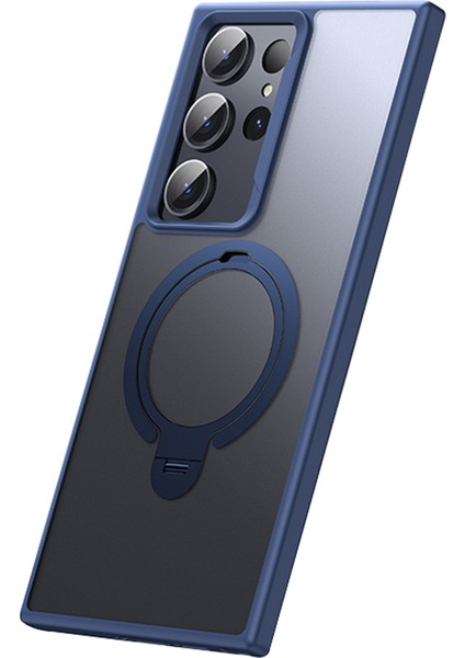 Samsung Galaxy S23 Ultra Telefon Kılıfı Için Çift Mıknatıs Yüzükler Tpu + Pc Telefon Arka Kapak Magsafe-Blue ile Uyumlu (Yurt Dışından)